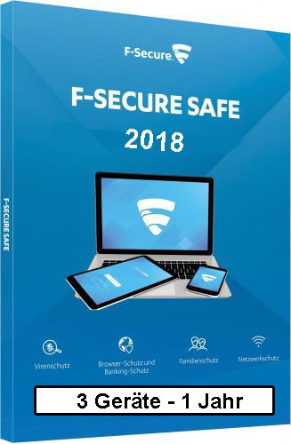 F-Secure Safe Internet Security 2018, 3 Geräte - 1 Jahr, Download Win/Mac/Android/iOS