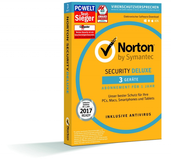 Symantec Norton Security Deluxe 3.0, 5 Geräte - 2 Jahre, Download Win/Mac/Android