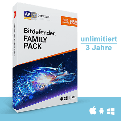 Bitdefender Family Pack 2019, beliebig viele Geräte* - 3 Jahre, Deutsch, Download