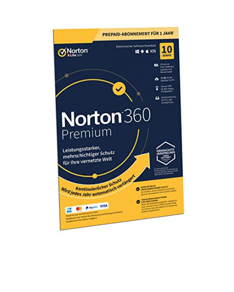 Symantec Norton 360 Premium inkl. 75 GB, 10 Geräte - 1 Jahr