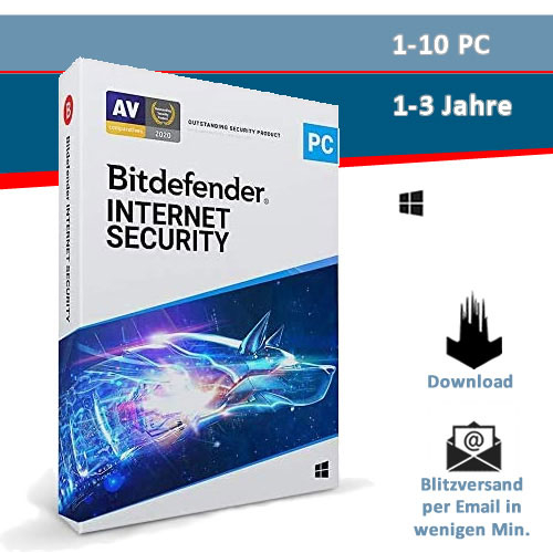 Bitdefender Internet Security, 1/3/5/10 Geräte - 1/2/3 Jahre, Download (2021)