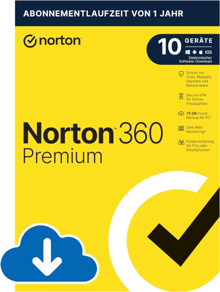 Symantec Norton 360 Premium inkl. 75 GB, 10 Geräte 